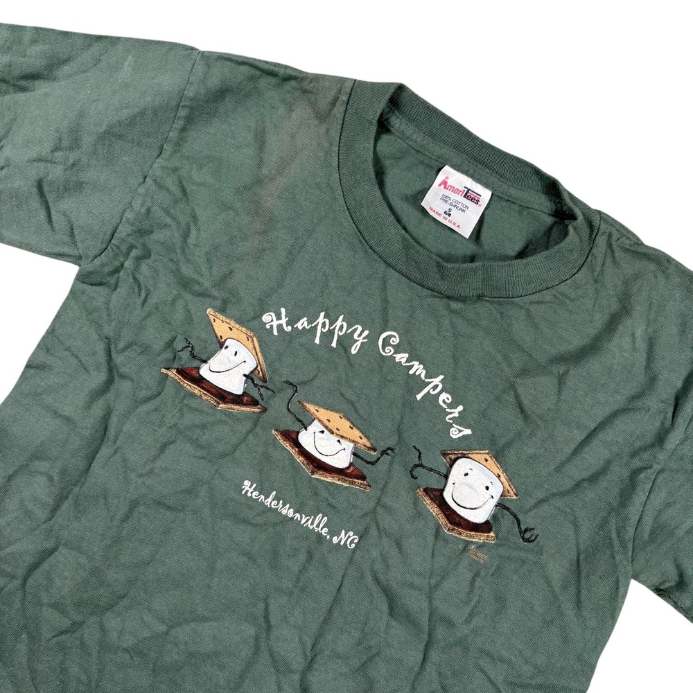 VTG Single‎ Stitch Kids Camping  Outdoorsy Happy Campers Graphic  Naturecore S